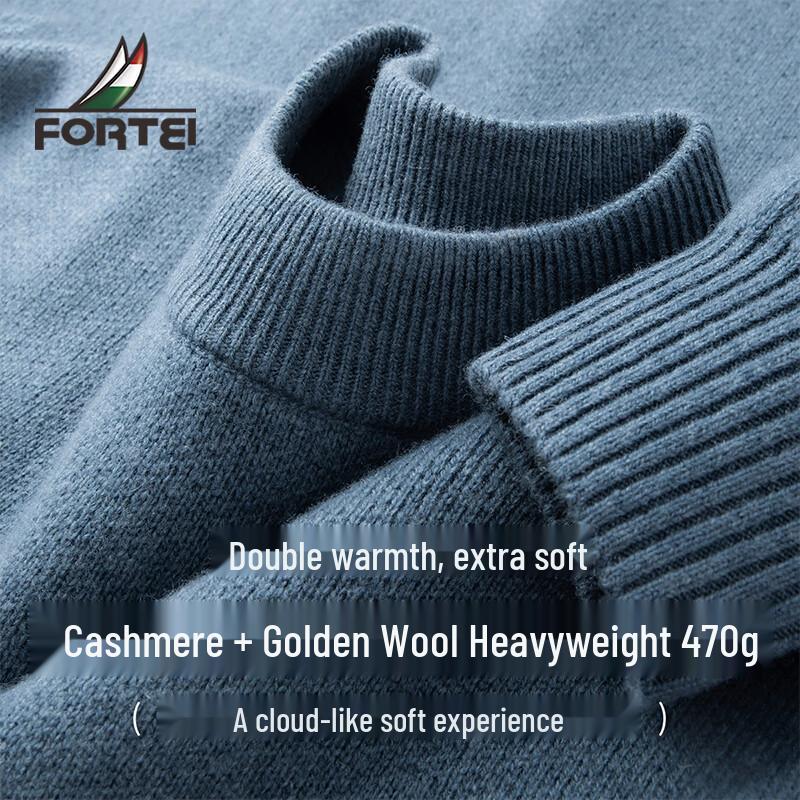 Fu Ting Men s 470G Cashmere & Wool Blend Round Neck Sweater 50