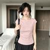 [Keren Cotton Modal] Spice Girl Style Button Short Sleeve T-Shirt Women's Summer Design Slim-fit Versatile Top