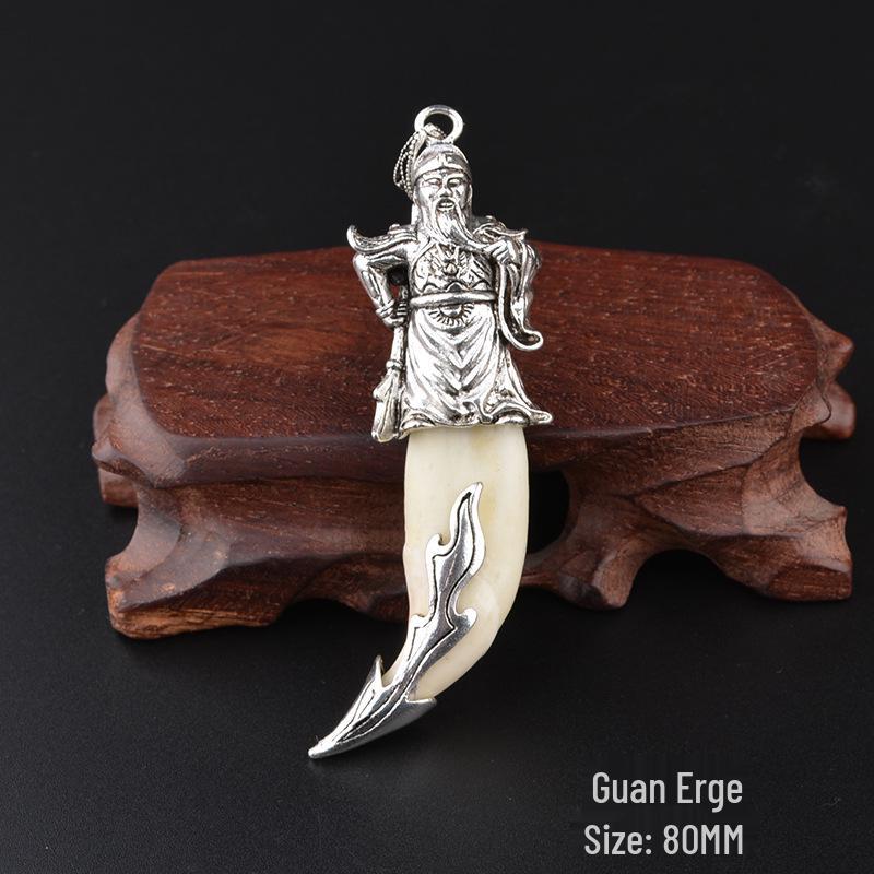 Silver-Plated Wolf Tooth Pendant Necklace - Tibetan Mastiff Design for Men & Women
