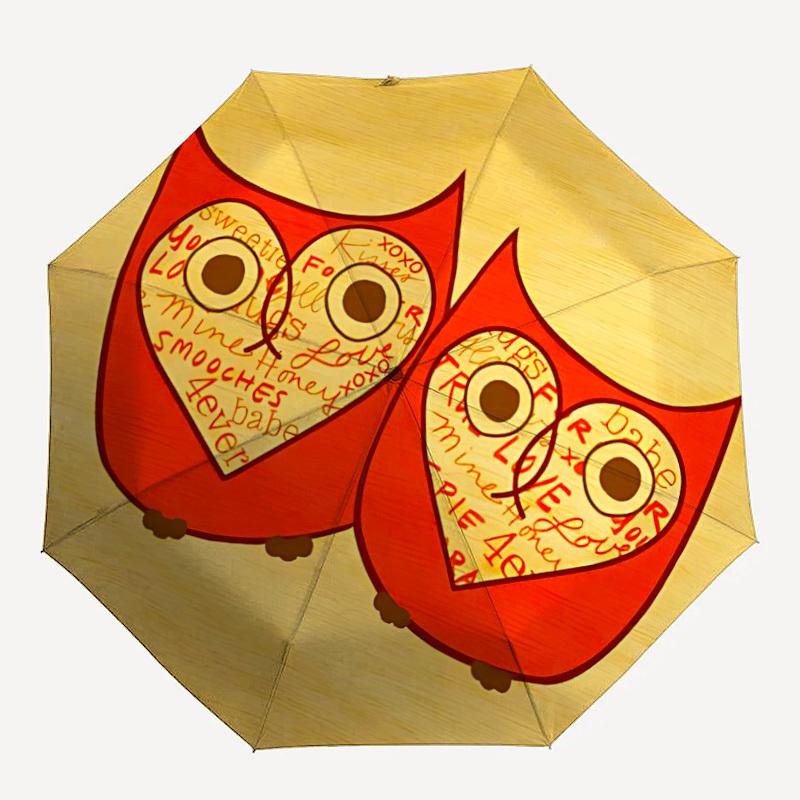 

1pc Owl Love Adventure Auto Open/close, 8-Rib Iron Frame, Compact Folding Cute Umbrella All-Season Portable Umbrella for Travel0104022