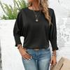 Casual Loose Bat Sleeve Solid Color Round Neck Top for Spring and Summer Women's T-shirts