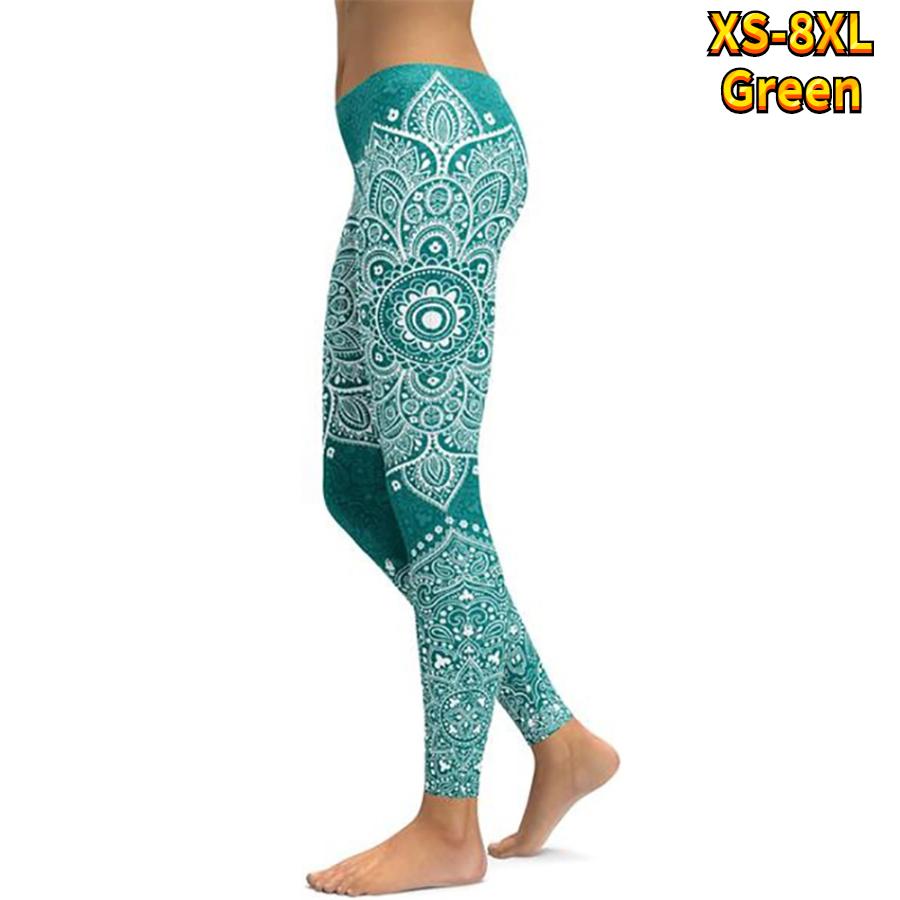 Pantaloni da yoga elasticizzati da donna con stampa di loto arancione, fitness, corsa, palestra, sport, pantaloni attivi