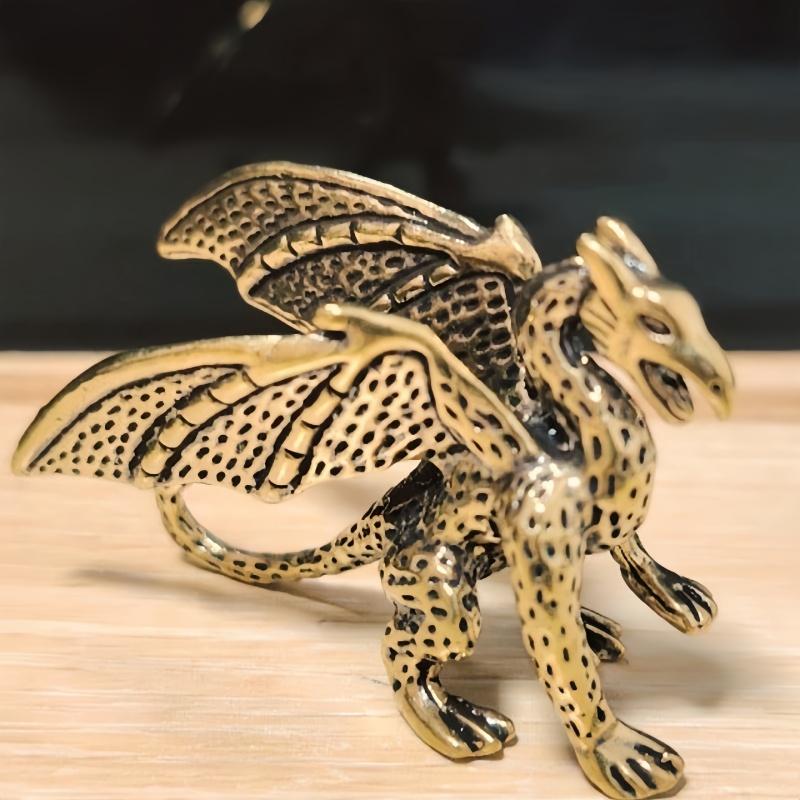 1PC Vintage Brass Fierce Dragon Figurine, Antique Mythological Western Dragon Desktop Decoration Ornament