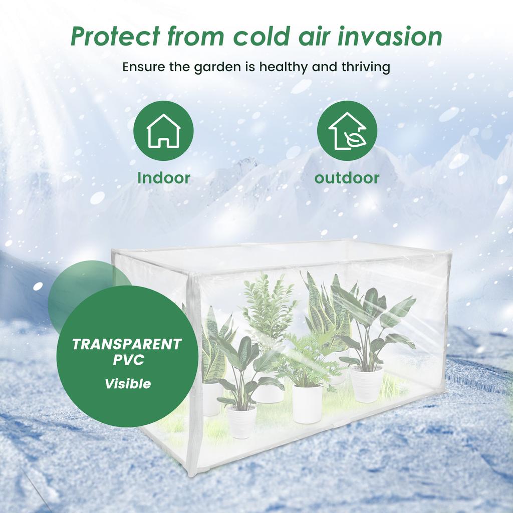 Skleník Rostlinný Zahradní Stan PVC Kryt Odolný proti Hmyzu Ptákům Přenosný Zimní Květinová Teplá Místnost Anti-uv Větruodolný Pěstební Skleník