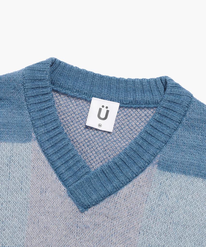 ISTKUNST Uuu Oval Logo Coloring Knit Vest_Blue(Ik2Cfmk680A)