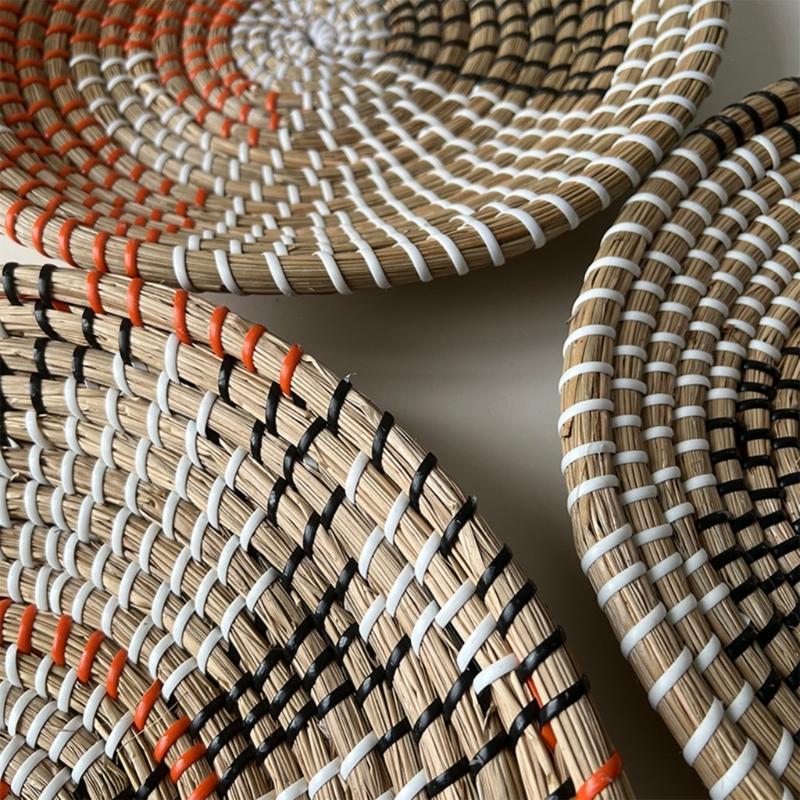 Bohemian Rattans Wall Decor Hand Woven Straw Wall Decoration Nordic Styles Homestay Ornament for Living Space Study