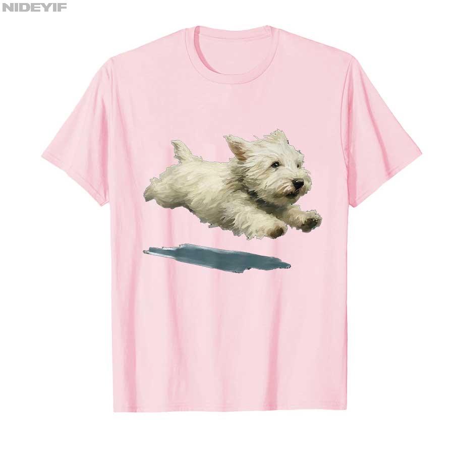 Interesting running puppy art print exquisite Sitri dog Tshirt suitable for both Unisex pure cotton Tshirt shortsleeved top