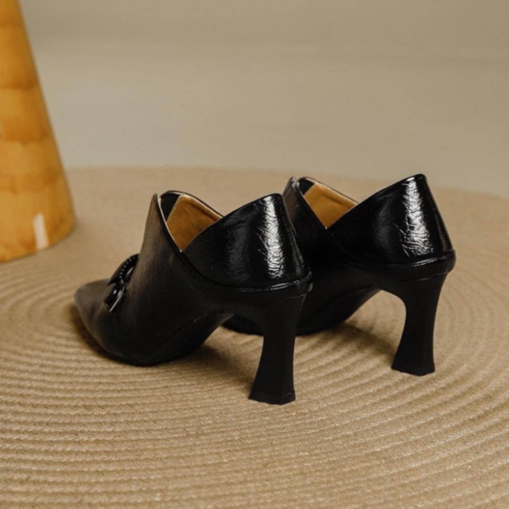 Elegante Damen High Heels Spitze Tiefer Ausschnitt Einzelne Schuhe Damen Vielseitig Bequem Weiches Leder Arbeit Pendler High Heels
