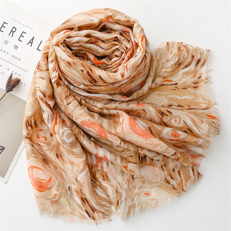 180*88cm Lightweight Scarves for Women Starry Sky Pattern Scarf Shawls Sunscreen Head Shawls Cotton Feeling  Scarves and Wraps for Summer Shawl