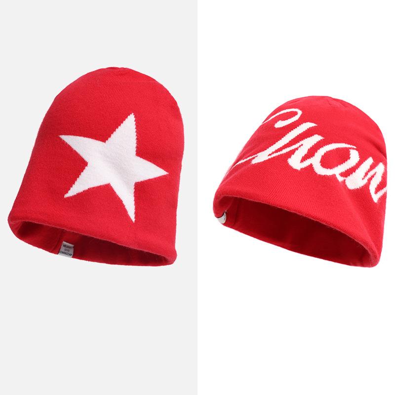Autumn Winter Hat Women's Knitted Letter Wool Hat Warm Ear Protection Hat