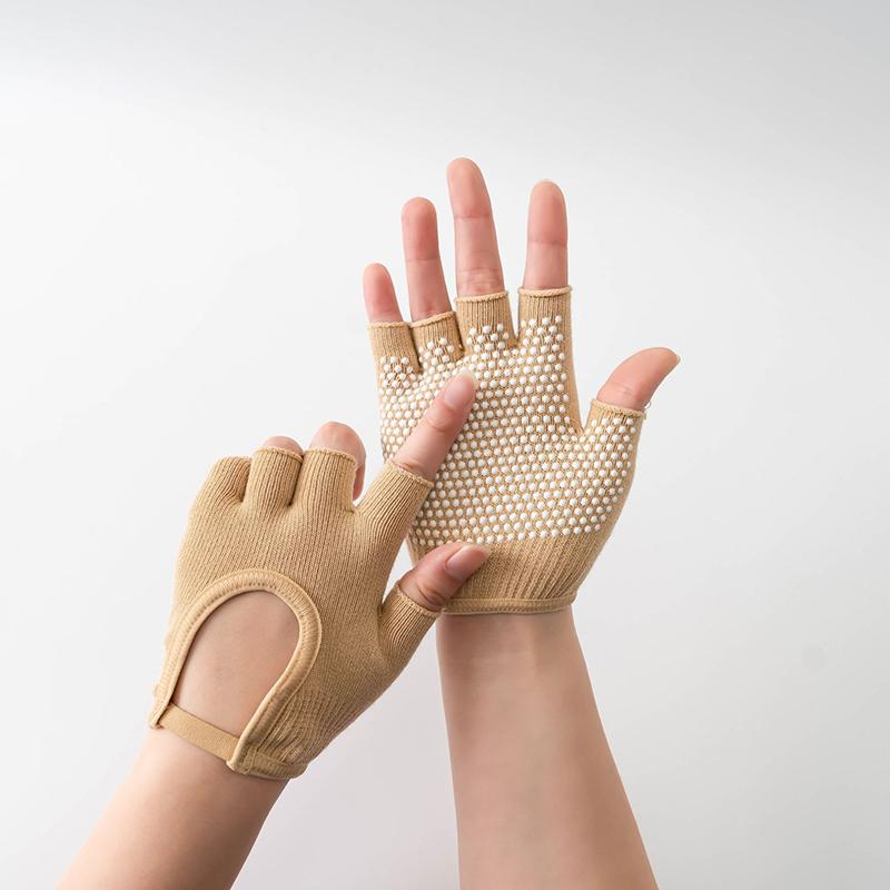 Women Anti-Slip Yoga Gloves Cotton Fitness Half Finger Gloves Breathable Outdoor Cycling Bicycle Pilates Sports Fishing Gloves