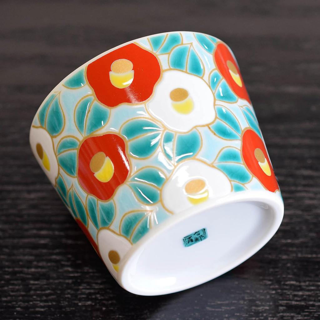 Waza No Kura Stylish Soba Choco Tableware Kutani Ware Soba Choko Camellia Pottery Luxury Brand Japanese Tableware Made In Japan