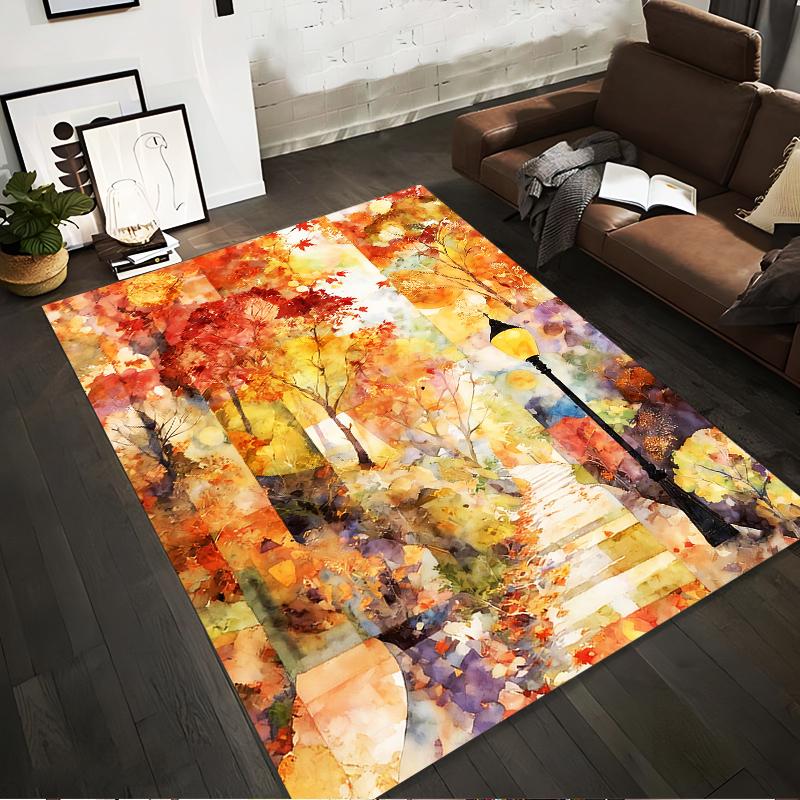 

Autumn Forest Path Pattern Carpet with Vibrant Colors and Streetlight Suitable for use as an anti-slip for living room bedroom sofas 40x60cm( 15x23in )
