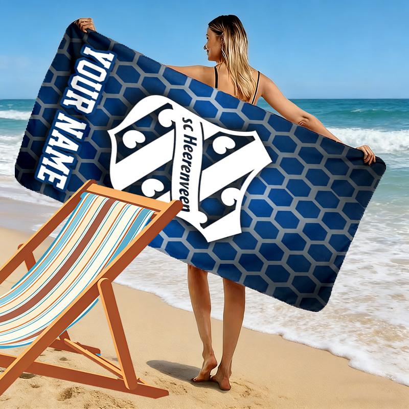 Custom Name Heerenveen Print Beach Towel, Large Soft Quick Dry Towel for Beach Camping Swimming