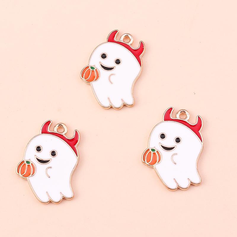10pcs Mix Cute Enamel Halloween Charms Pumpkin Ghost Bat Charms Pendants for Jewelry Making DIY Earrings Necklace Accessories