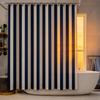 Eleganter blau-weiß gestreifter Badezimmervorhang Wasserdichter Stoff Modernes minimalistisches Design Geeignet für Nass- und Trockenbereiche