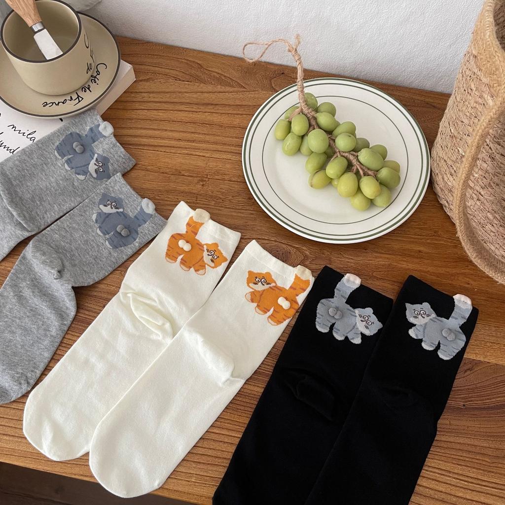 Cat Cartoon Tube Socks Summer Cute Non-Slip Breathable Women'S Socks