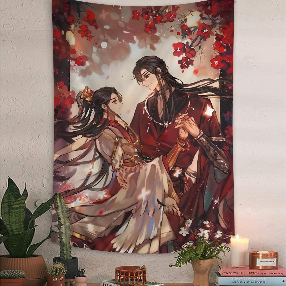 Благословение Небесных Чиновников Се Лянь Хуа Чэн Цветной Гобелен Настенный Бохо Настенные Гобелены Мандала Настенное Искусство Декор 74x94cm(29x37in)