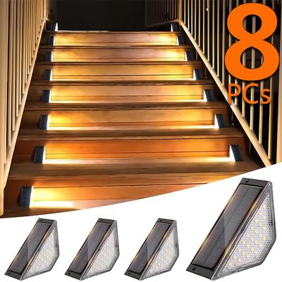 Lampy solarne zewnętrzne Lampki schodowe Ciepła biała dioda LED Lampka schodkowa, Wodoodporność IP65 Schody, Ogród, Chodnik, Ścieżka schodowa