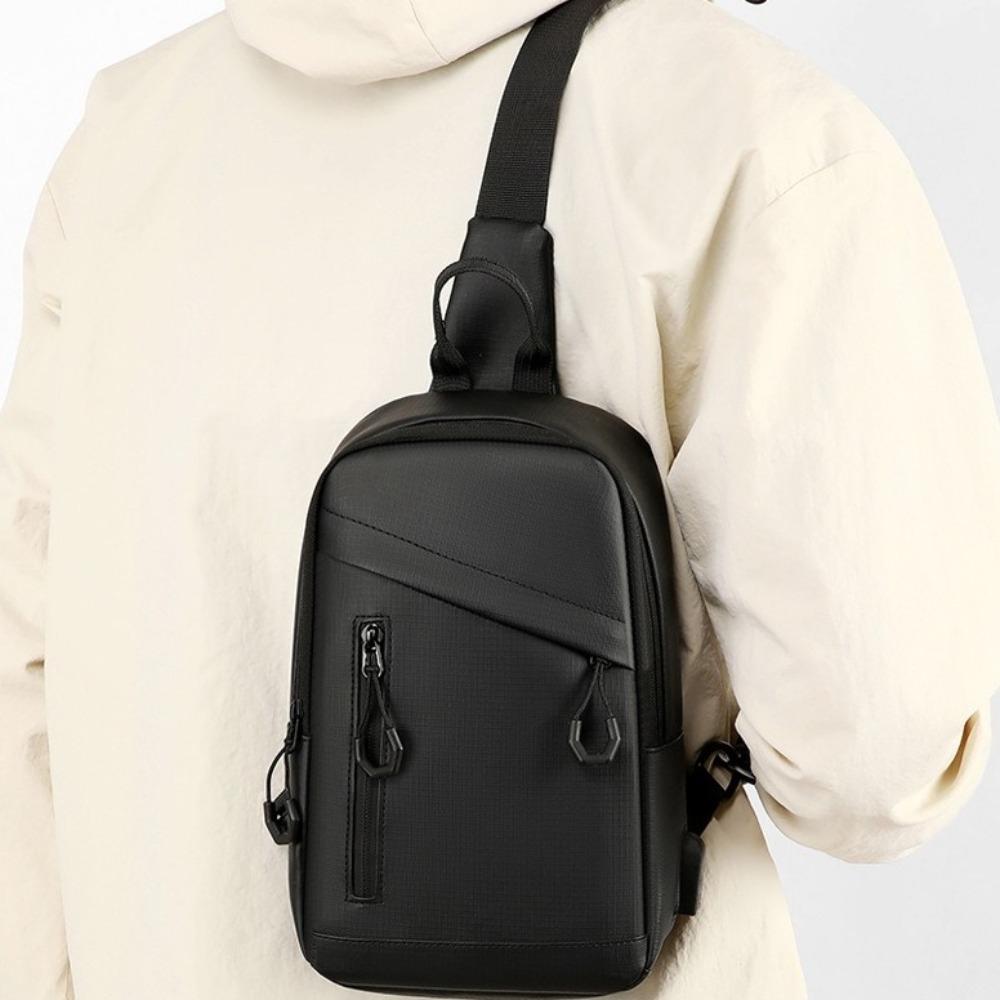 Oxford Men Chest Bag Solid Color Phone Crossbody Bag Casual Male Shoulder Bag  Cycling