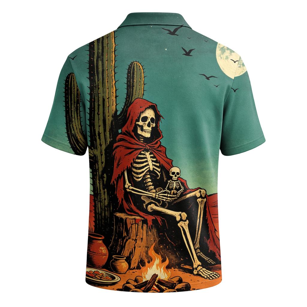 Men's Short Sleeve Shirt Halloween Print for Casual Parties and Daily Outings