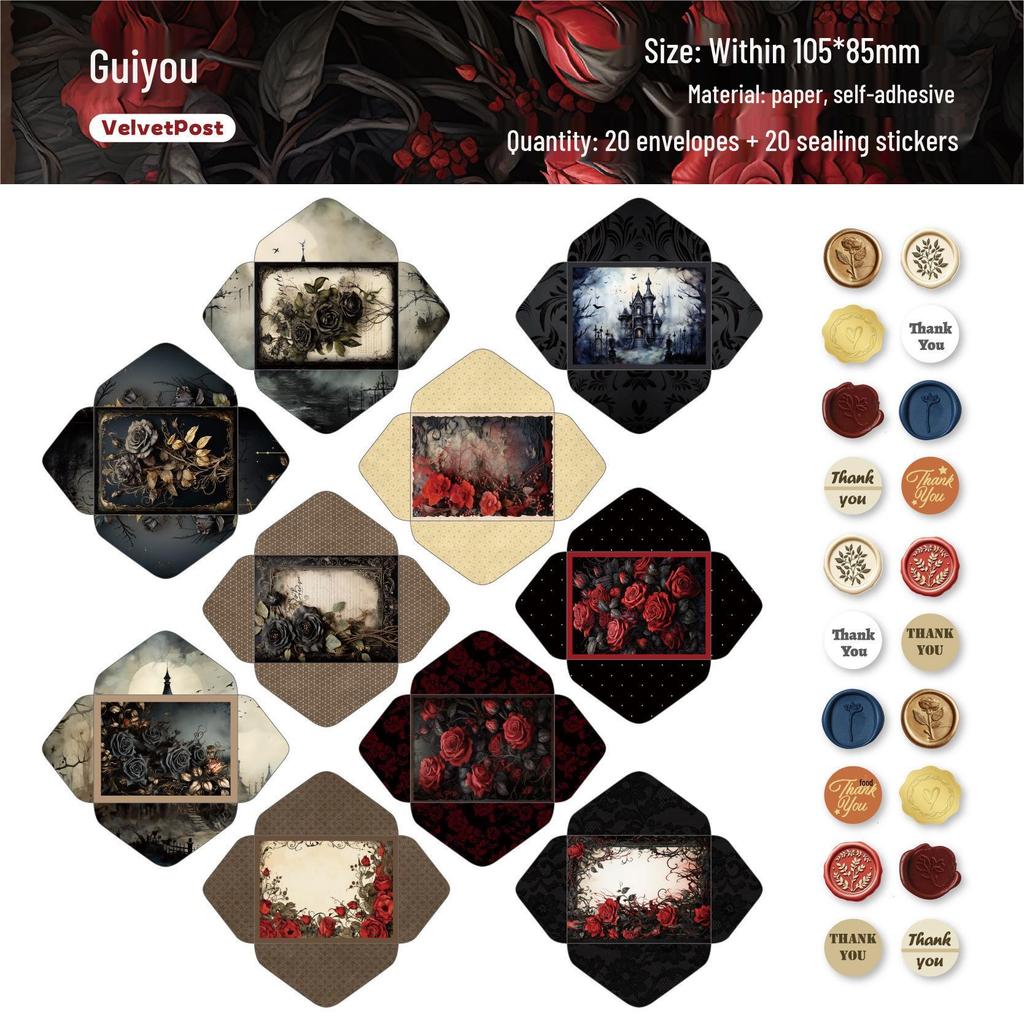 RetroStory Mini Mail Series: 20 Sheets of Creative Decorative Stickers and Collage Envelopes