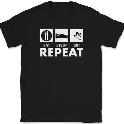 Eat Sleep Ski Repeat T-Shirt Lustig Schnee Urlaub Hobby Geschenk T-Shirt