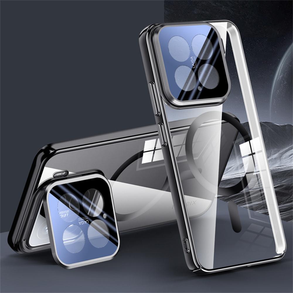 

Чехол для Xiaomi 15, совместимый с MagSafe Lens Kickstand, прозрачная задняя крышка из ПК Black