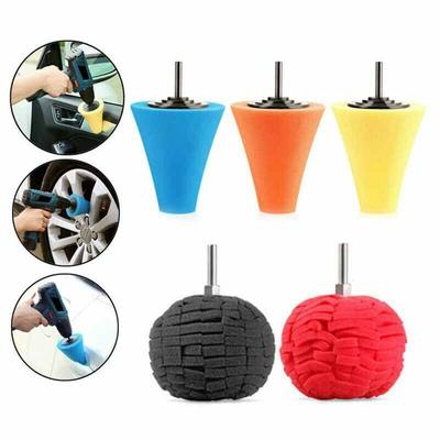 Tire Polishing Sponge Auto Wheel Used For Electric Drill Burnishing Ball Polishing Cone Set Car Hub Buffing Sponge Polishing Kit