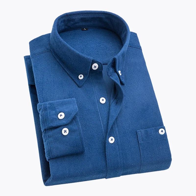 Corduroy Long Sleeve Shirt Men's Slim Fit Casual Business Style Spring Autumn New Fashion Versatile Top Male Upperwear