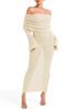 Womens Off Shoulder Mesh Maxi Dress Bell Sleeve Beach Cover Up Dress