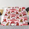 Christmas Gnome Pink Fleece Blankets Cartoon Cute Soft Flannel Cozy Blanket for Adults,Washable Lightweight Fuzzy Blanket Gift