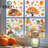 Autumn Atmosphere Window Stickers for Office 9PCS Forest Animal Clings Thanksgiving Maple Leaf Pumpkin Stickers Static Glass Decals Fall Decor