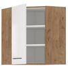 ROCK - Corner Wall Unit - Lancelot Oak and Glossy White Melamine - 58 X 58 Cm