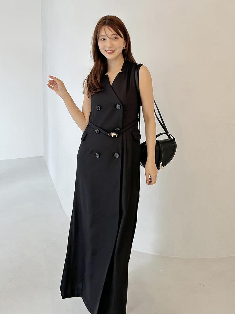 Snidel Switching Gilet Dress SWFO254175BLK1