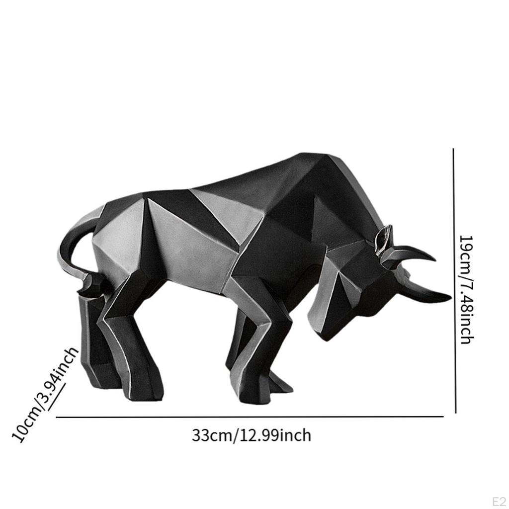 Fortune God Resin Figurines And Bull Statue Ornament Set for Entryway Tabletop Desk Shelf Office