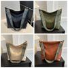 Elegant PU Leather Tote Bag Large Capacity Bucket Bag Ins Vintage Shoulder Bag  Streetwear