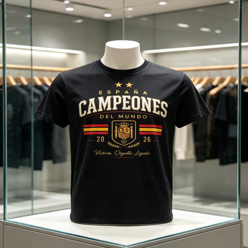 2026 Spain World Champion Two Stars Graphics Unisex Tshirt Unisex Unisex Cotton Fashion Football Champion Commemorate Shirt