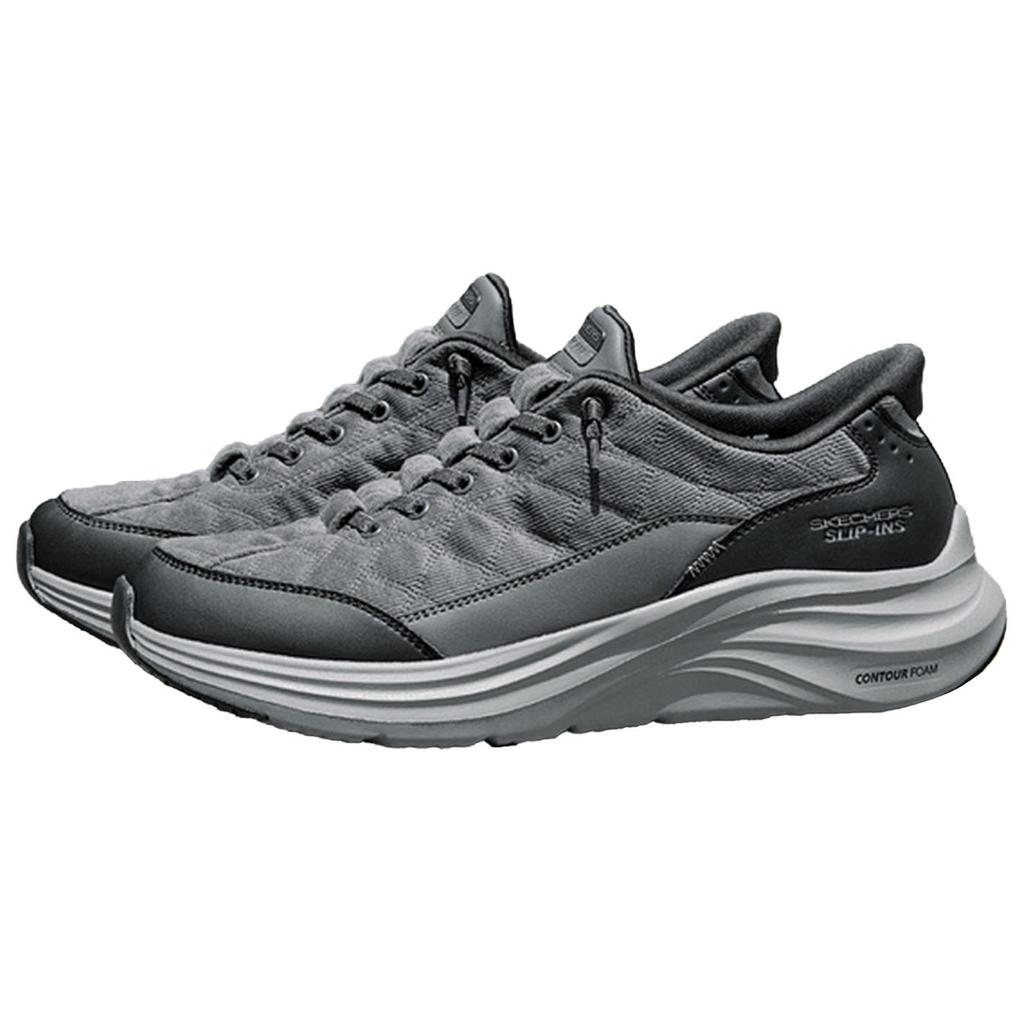 Skechers Contour Foam Comfortable Versatile Height Increasing Rebound Low Top Casual Shoes Men Sneaker Gray 232618-CCBK