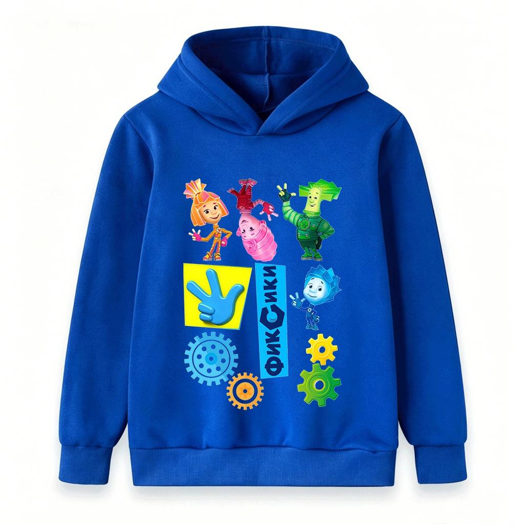 Kids Boys Girls Hoodie Cartoon Character Print Long Sleeve Casual Pullover Sweatshirt for Children Daily Wear