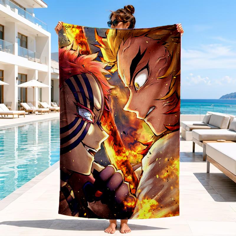 Anime Samurai Warrior's Journey Beach Towel, Microfiber Beach Towel, Perfect For Pool, Beach, Travel, Home Decor Beach Party Fan Gifts