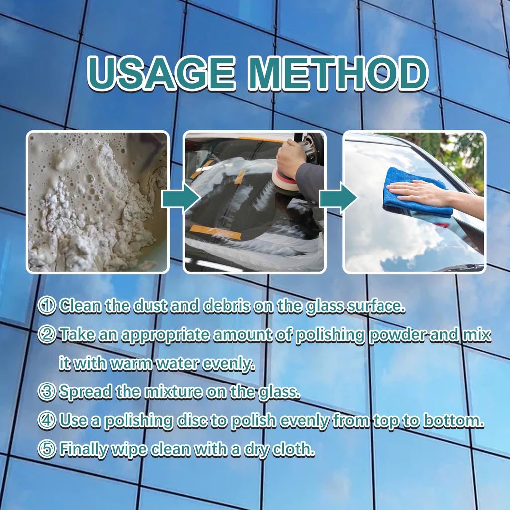 Poudre à polir le verre d'oxyde de cérium Nettoyant pour rayures de fenêtre Pare-brise Outil de réparation Tampon de polissage Cirage Poudre à polir