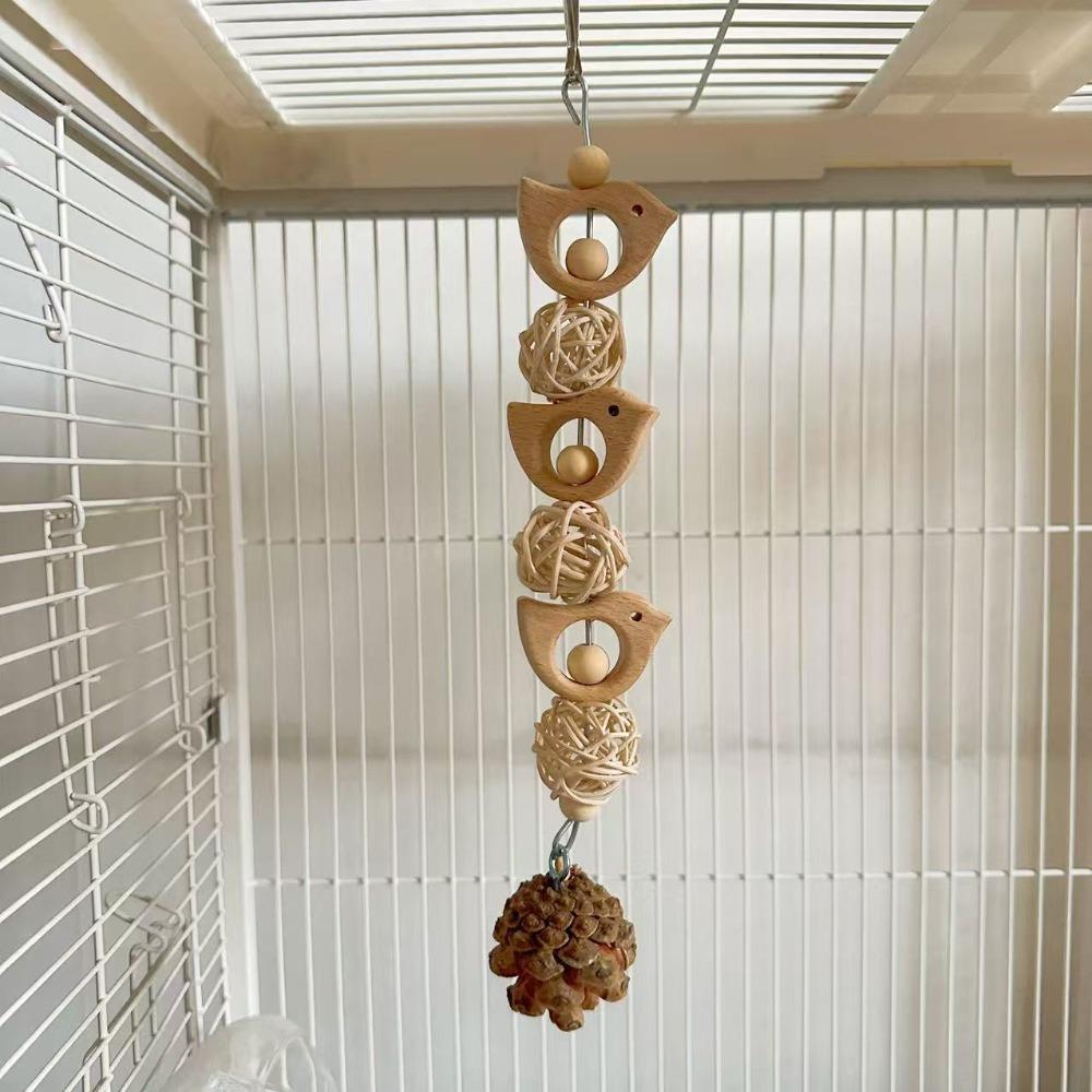 

Wooden Bird Swing Toy Hang Parrot Chewing Toy Bird Accessories Parrot Climbing Ladder Play Style B
