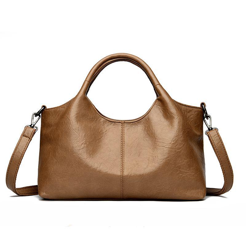 Bolso de Mano Grande de Moda para Mujer de Cuero Genuino, Bolso Versátil de Hombro y Cruzado, Cuero Suave para Mujeres de Mediana Edad, Nuevo Estilo.