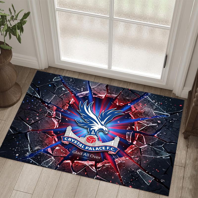 Crystal Palace Football Design Crystal Velvet Carpet Cozy Non?Slip Printed Rug For Bedroom Living Room Entrance