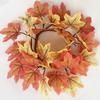 Artificial Maple Leaves Wreath With Berries Sunflowers Candle Rings For Farmhouse Fall Thanksgiving Wedding Centerpiece Table Door Decor