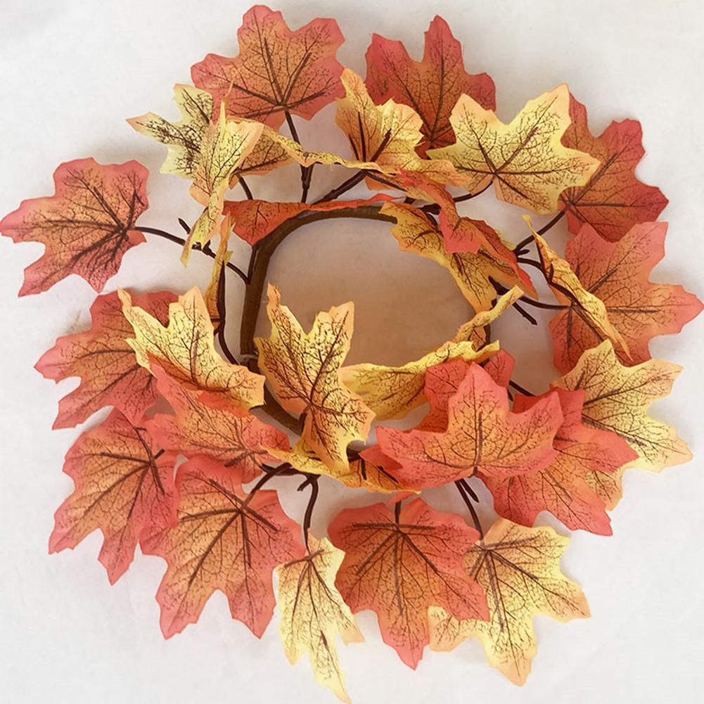 Artificial Maple Leaves Wreath With Berries Sunflowers Candle Rings For Farmhouse Fall Thanksgiving Wedding Centerpiece Table Door Decor