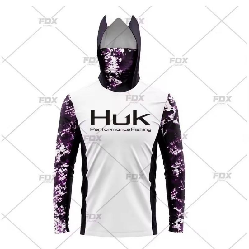 Neues HUK Langarm Kapuzenmaske Angelkleidung Anti-Ultraviolett Atmungsaktiv Lässiges Sport-T-Shirt
