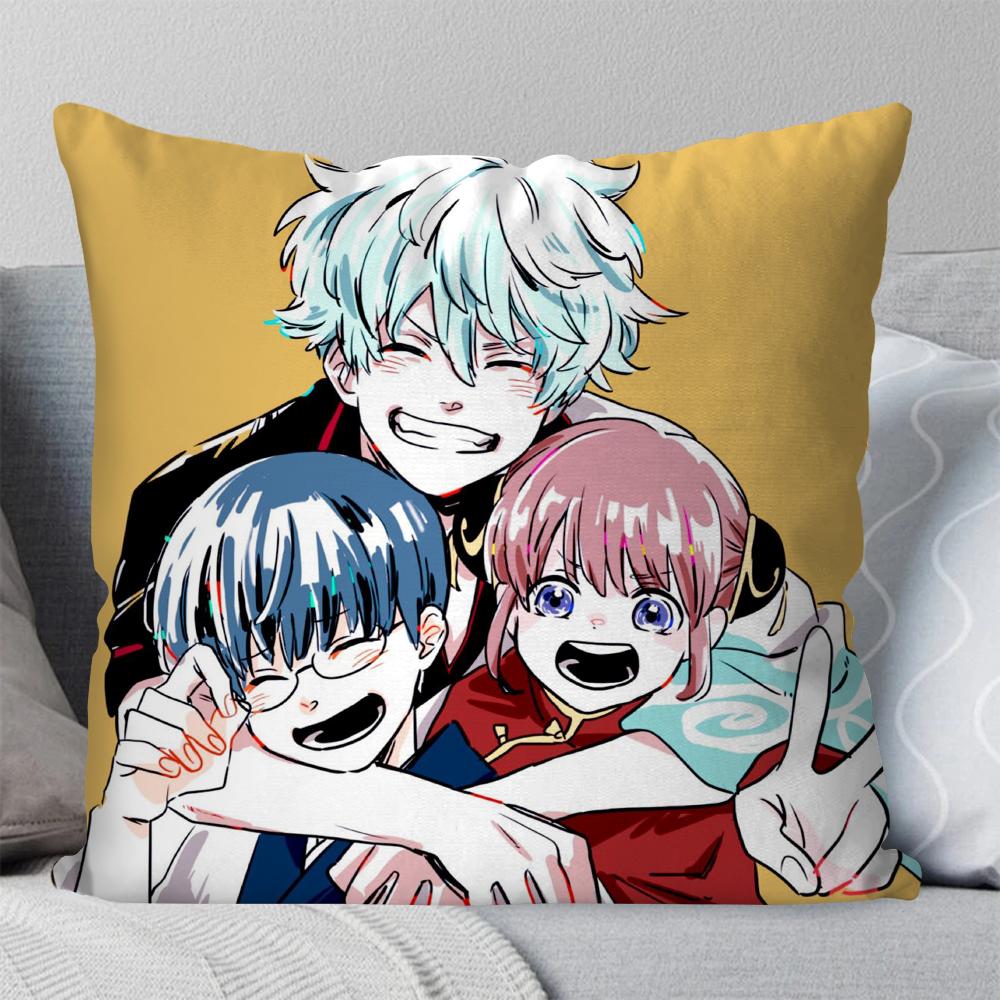 1pc Gintama Animation Pillow Case Square Pillow Bedroom Sofa Leisure Comfort Cushion Car Living Room Home Decoration 40X40