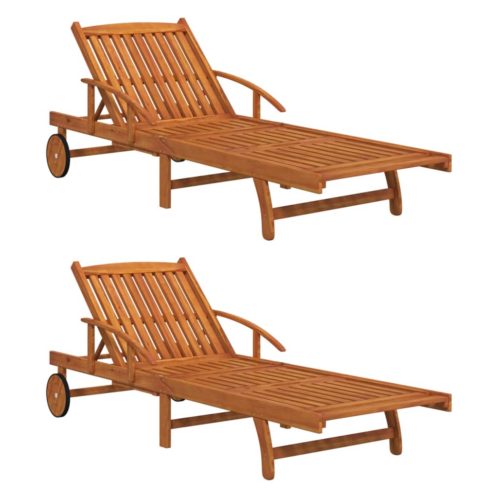 2 Piece Sun Lounger Set Solid Acacia Wood